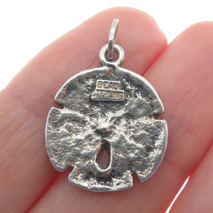 BEAU 925 Sterling Silver Vintage Sand Dollar Oxidized Minimalist Charm Pendant