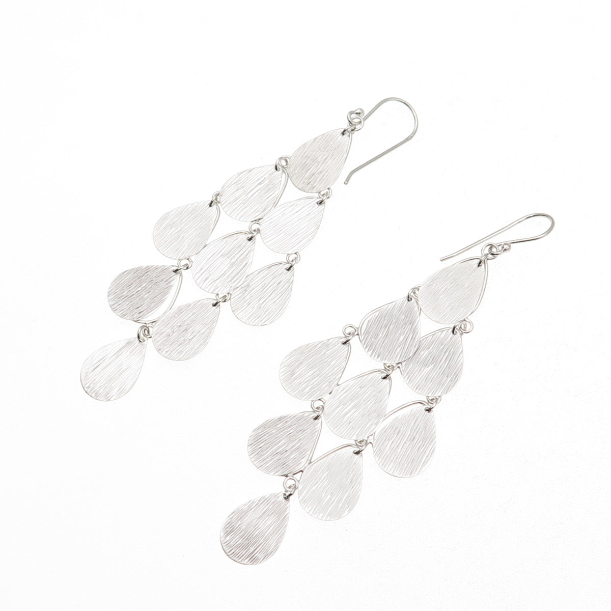 925 Sterling Silver Textured Raindrop Dangle Earrings