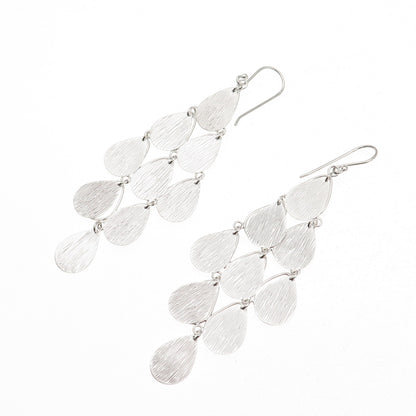 925 Sterling Silver Textured Raindrop Dangle Earrings