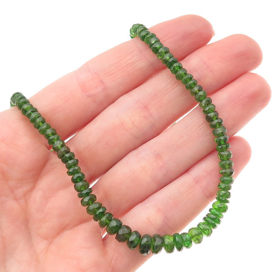 925 Sterling Silver Vintage Real Peridot Beaded Chain Necklace 18-20"