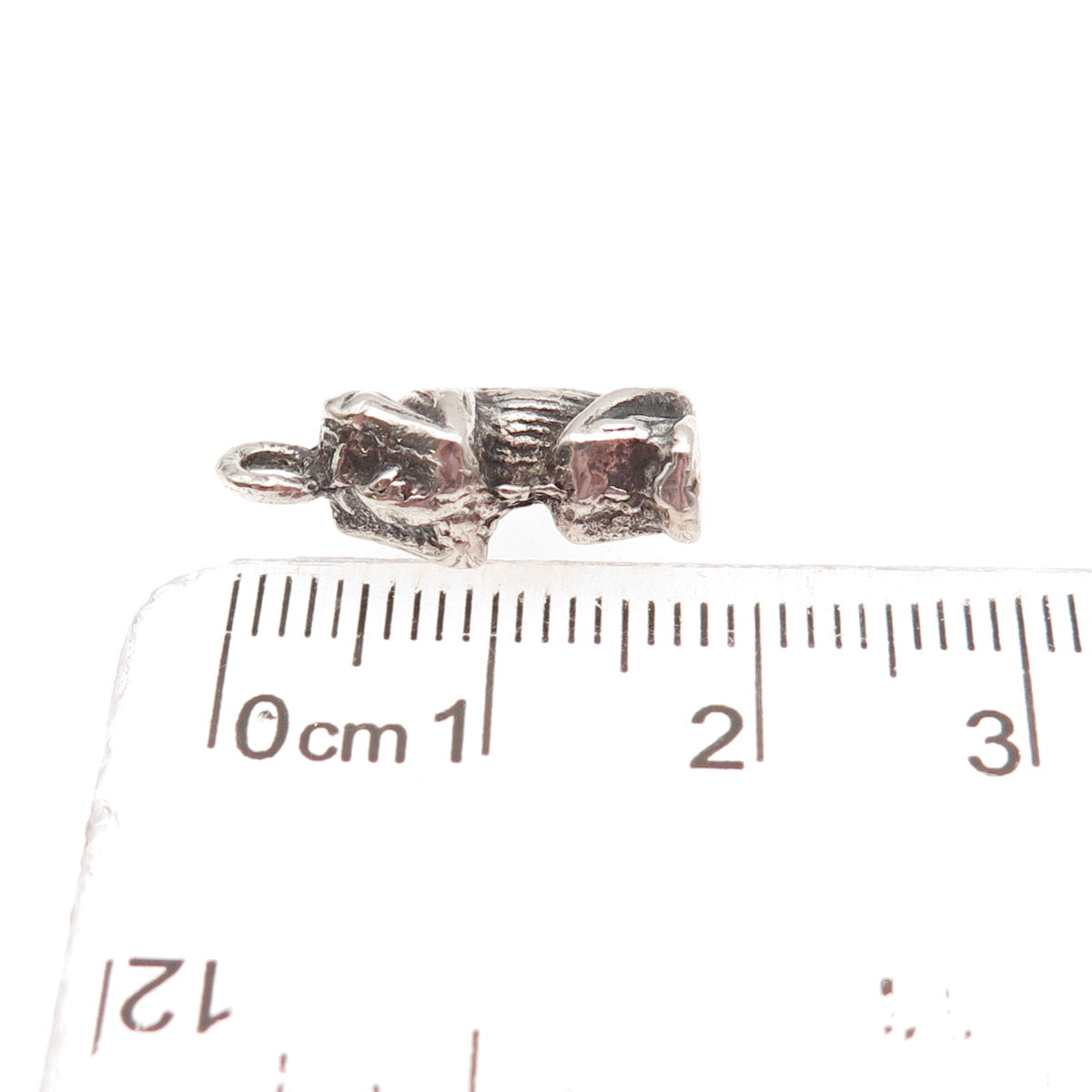 925 Sterling Silver Vintage Can't Hear Wise Monkey 3D Mini Charm Pendant