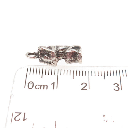 925 Sterling Silver Vintage Can't Hear Wise Monkey 3D Mini Charm Pendant