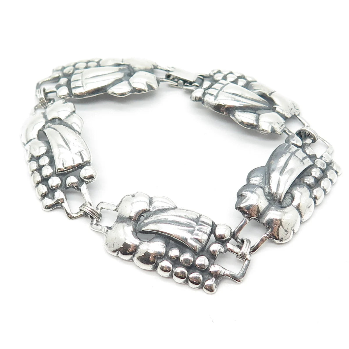 925 Sterling Silver Vintage Fancy Link Bracelet 7"