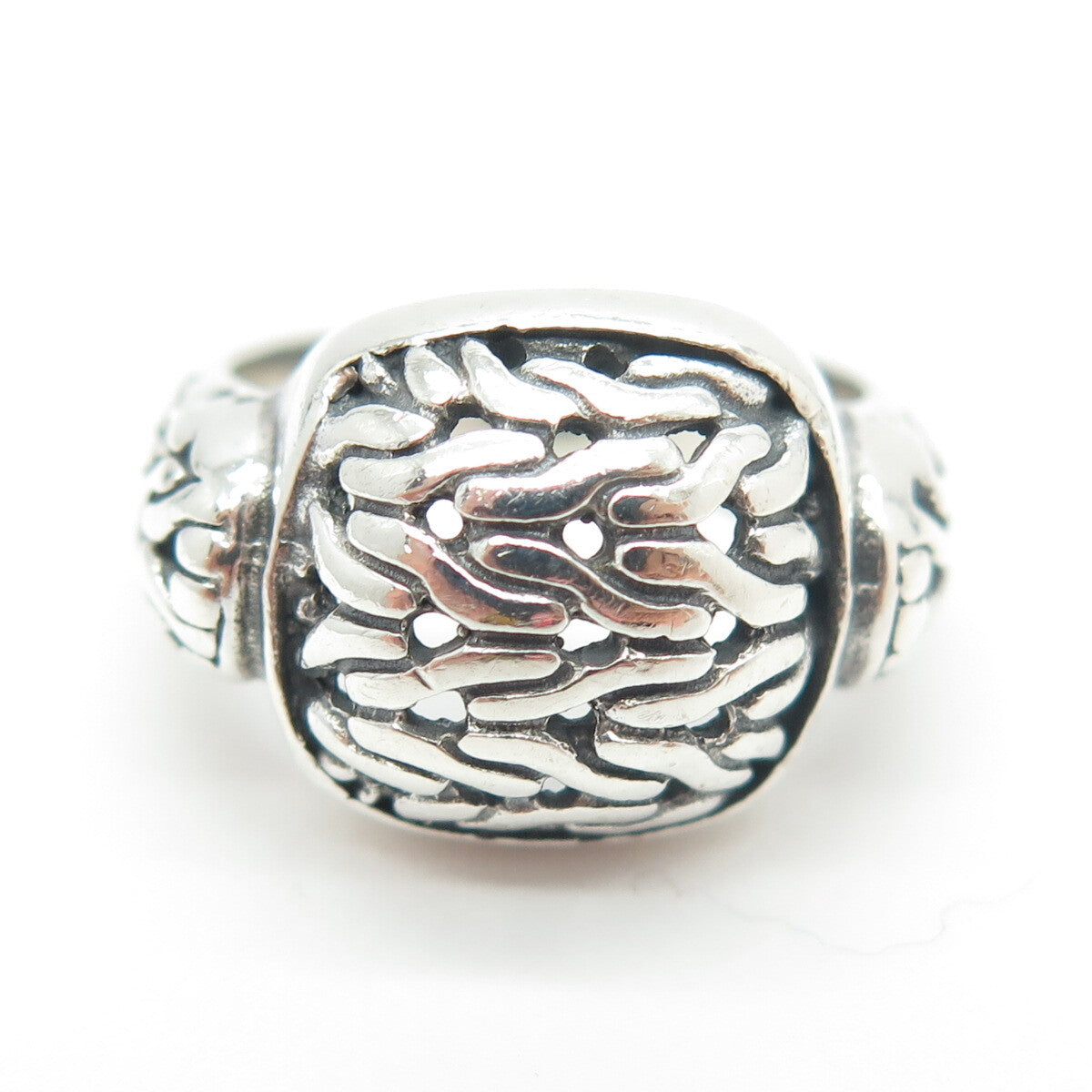 925 Sterling Silver Vintage Tiga Chain Link Ring Size 6.25