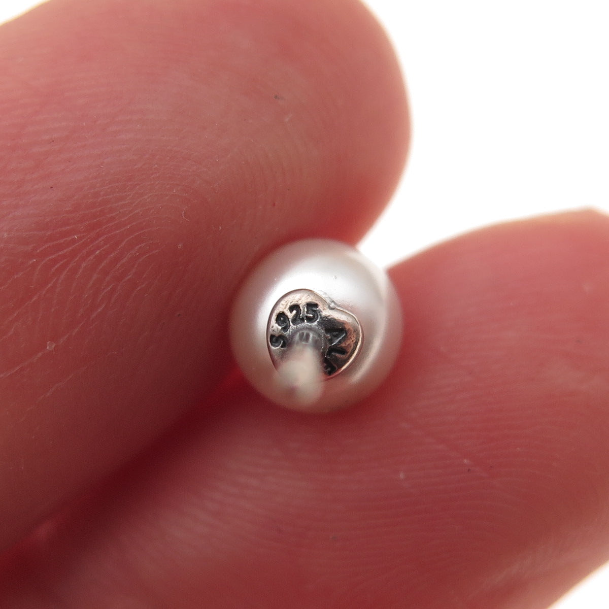 Pandora 925 Sterling Silver Faux Pearl Ball Stud Earrings