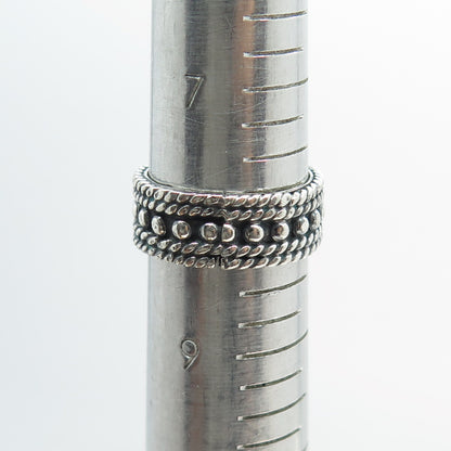 925 Sterling Silver Vintage Mexico Granulated Roped Band Ring Size 8.25