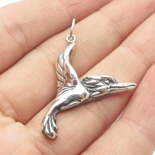 925 Sterling Silver Vintage Pelican Bird Pendant