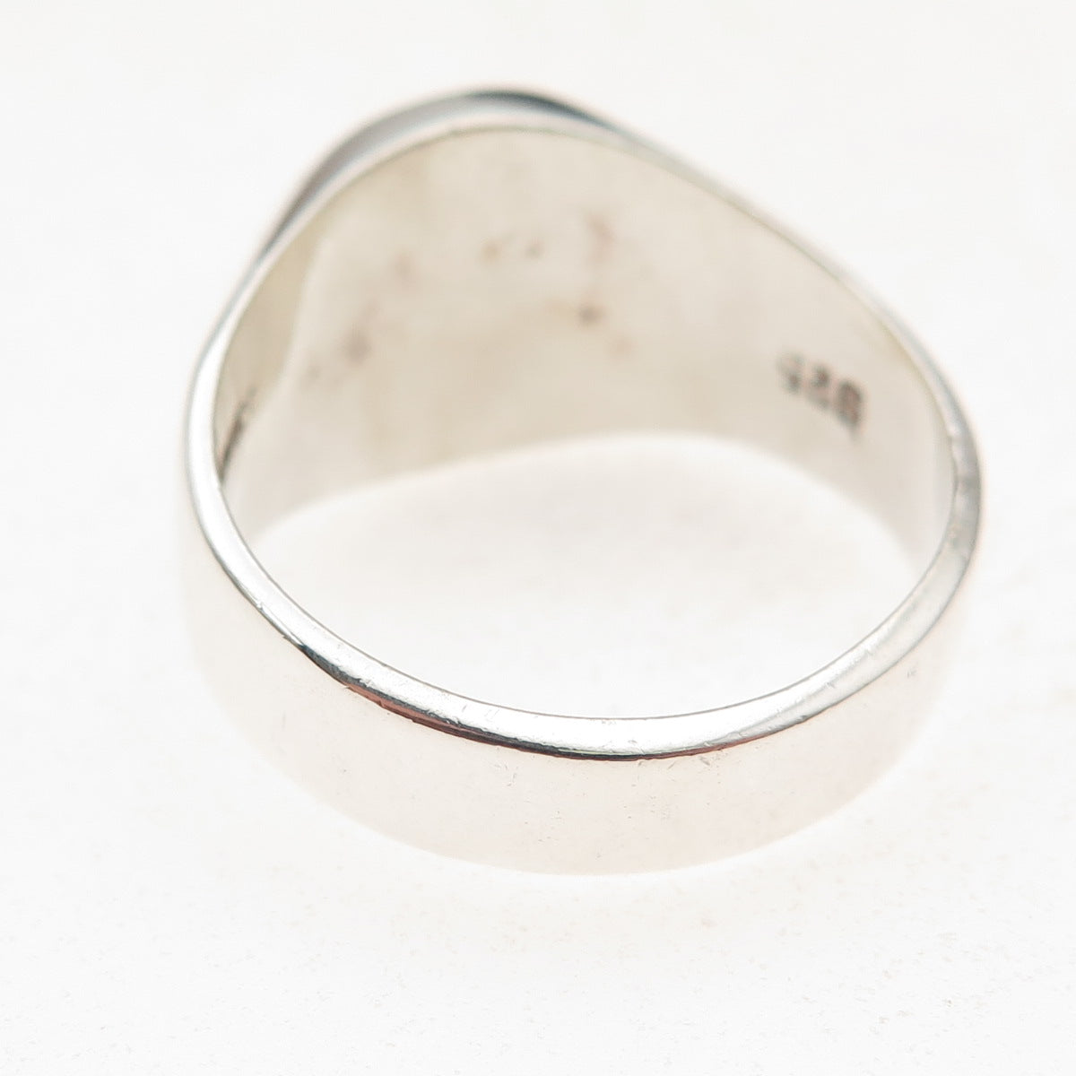 925 Sterling Vintage Mexico Real Black & White Onyx Yin Yang Ring Size 13.25