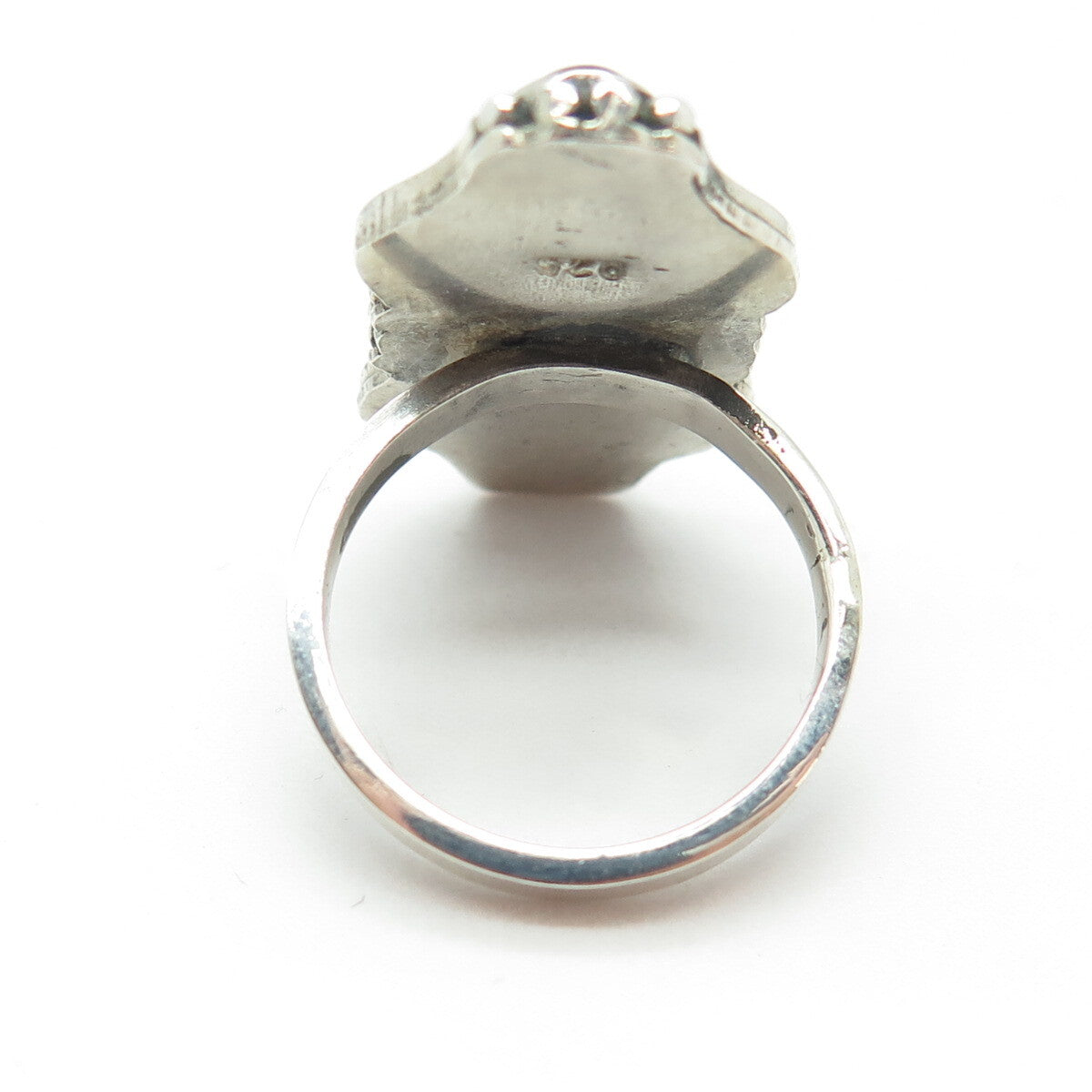 925 Sterling Silver Vintage Southwestern Real Carnelian Oxidized Ring Size 6.75