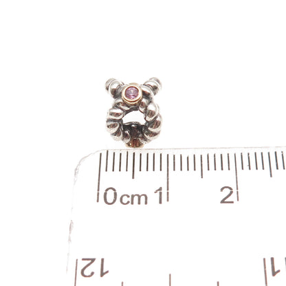 Pandora Sterling Silver & Gold Accent Real Pink Topaz Binding Beauty Slide Charm