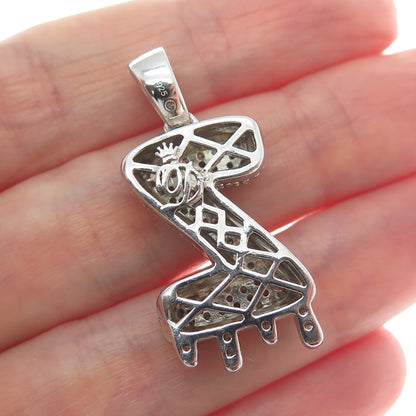 925 Sterling Silver Round-Cut Shaped C Z Letter Z Initial Sparkle Pendant