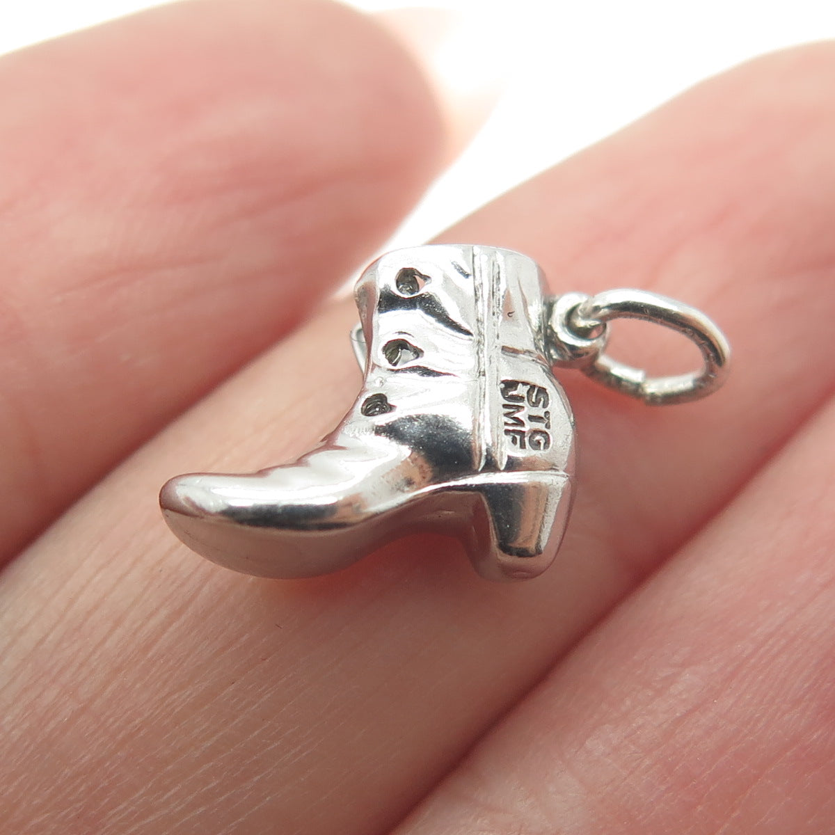 J.M. FISHER 925 Sterling Silver Vintage Boot 3D Charm Pendant