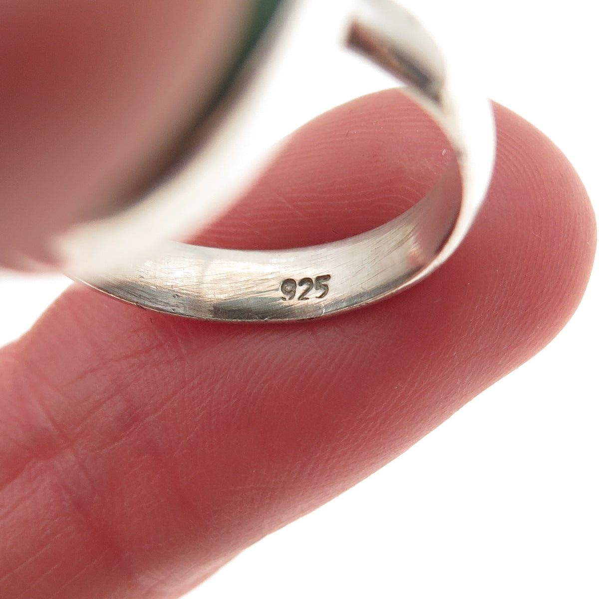 925 Sterling Silver Vintage Real Cabochon Chrysoprase Ring Size 7