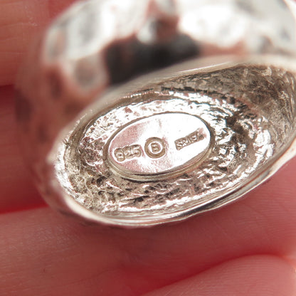 925 Sterling Silver Vintage Israel Roman Glass Modernist Hammered Ring Size 9