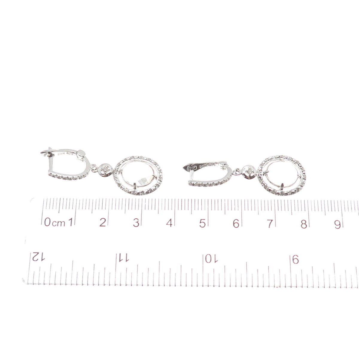 925 Sterling Silver Real Diamond & White Topaz Dangle Earrings