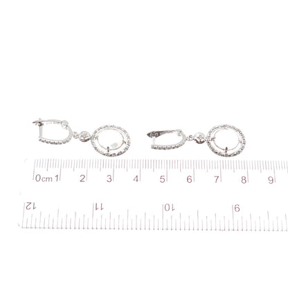 925 Sterling Silver Real Diamond & White Topaz Dangle Earrings