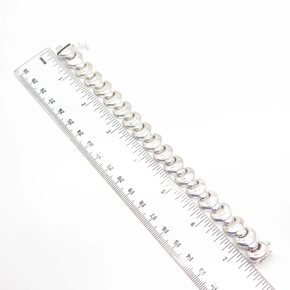 925 Sterling Silver Vintage Italy Modernist Link Bracelet 6.5"
