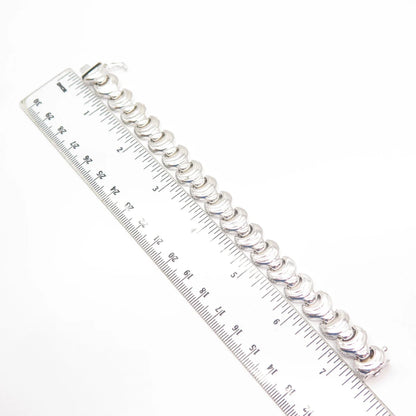 925 Sterling Silver Vintage Italy Modernist Link Bracelet 6.5"