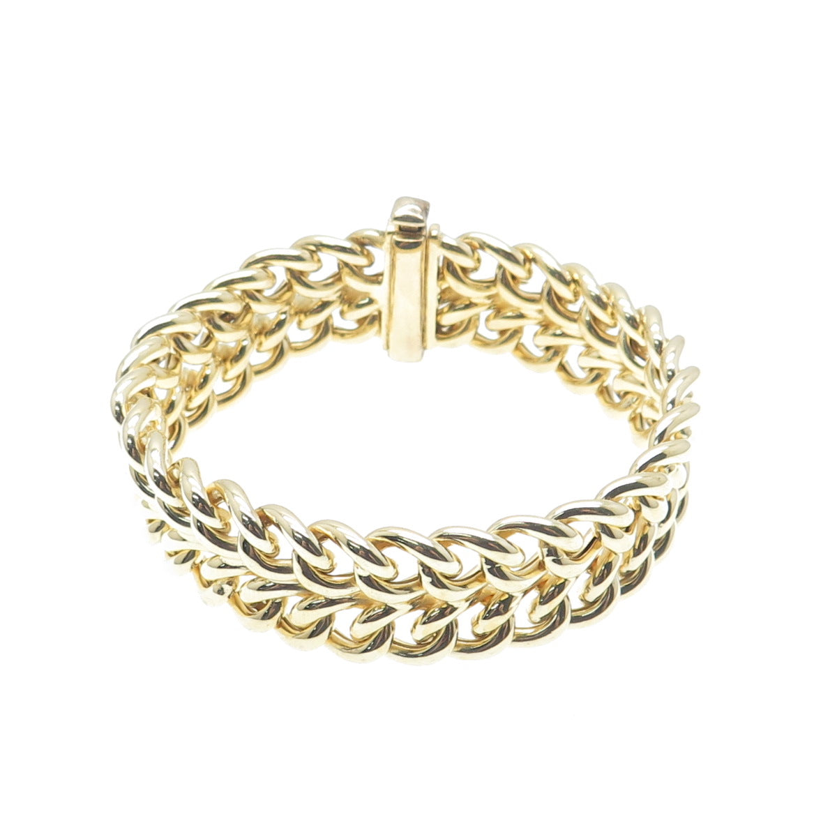 GIOIELLI DI VALENZA Sterling Gold Plated Vintage Double Curb Link Bracelet 7.25"