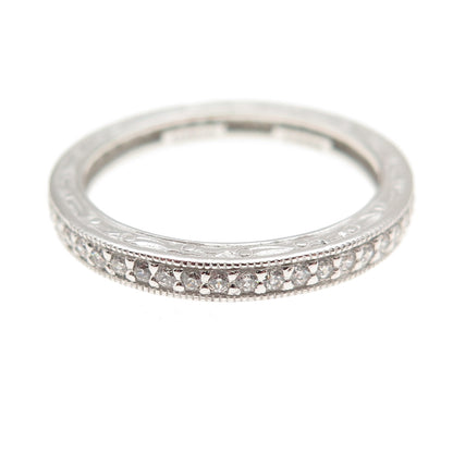 925 Sterling Silver Round-Cut C Z Eternity Stackable Band Ring Size 8