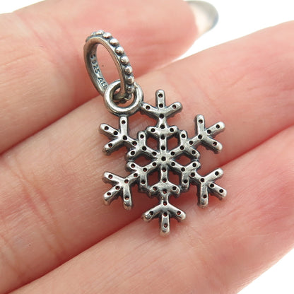 PANDORA 925 Sterling Silver Round-Cut C Z Snowflake Charm Pendant