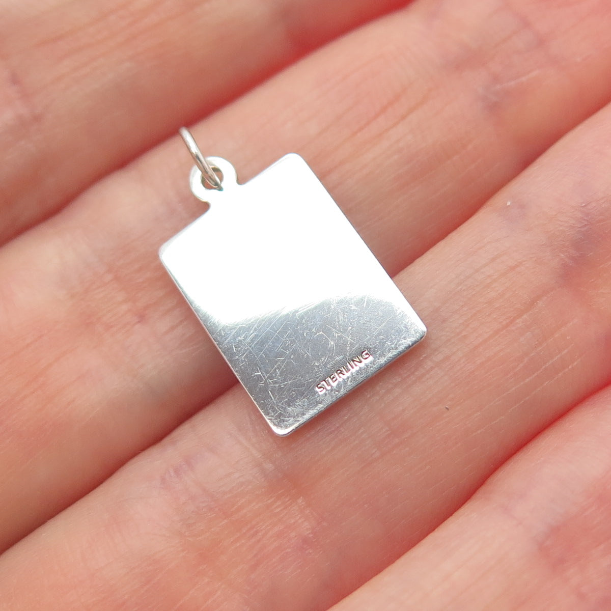 925 Sterling Red Enamel Come Little Closer My Little Mouse Minimalist Pendant