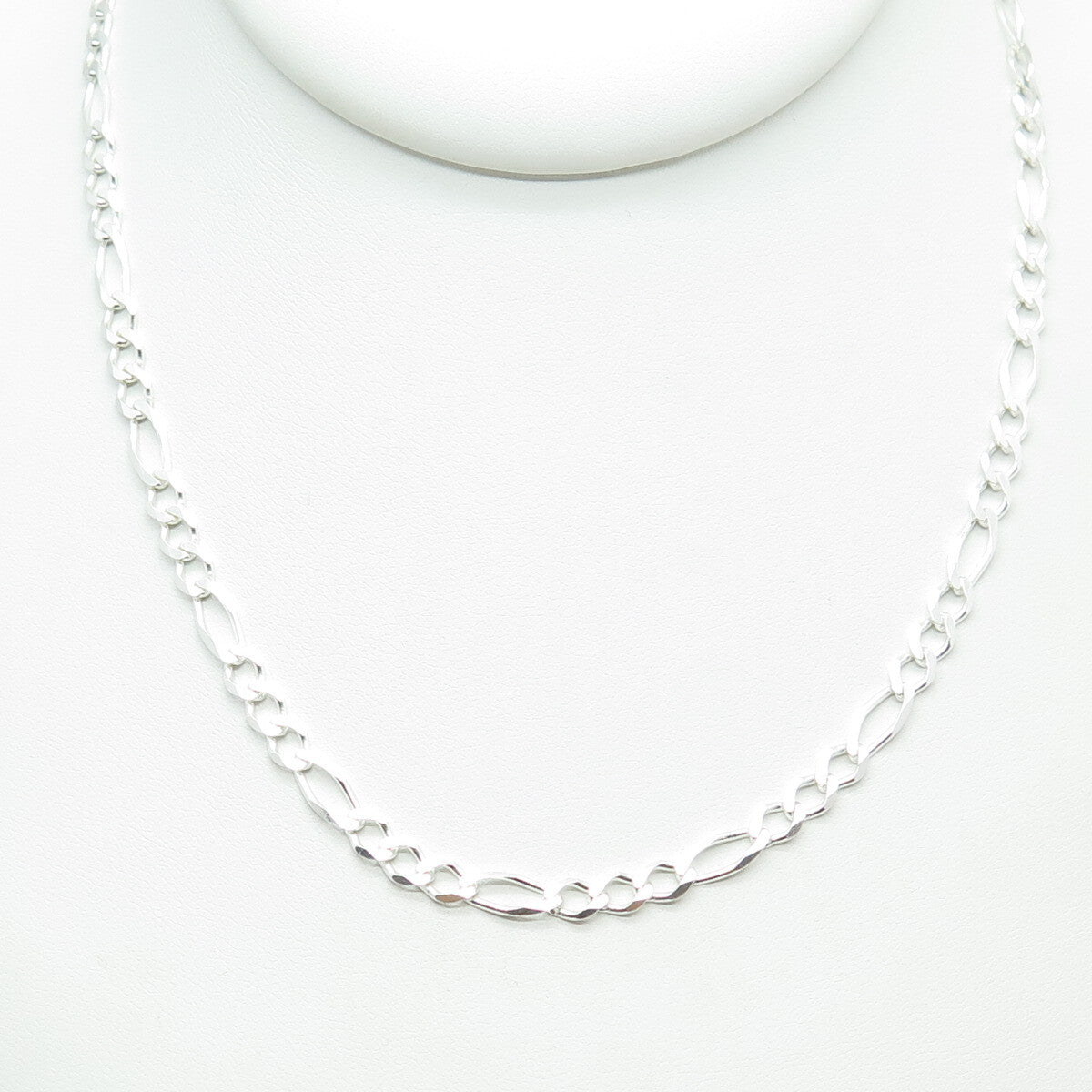HAN 925 Sterling Silver Italy Figaro Chain Necklace 20"