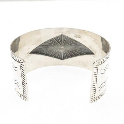 Old Pawn 925 Sterling Silver Vintage Southwestern Adjustable Wide Bracelet 7"