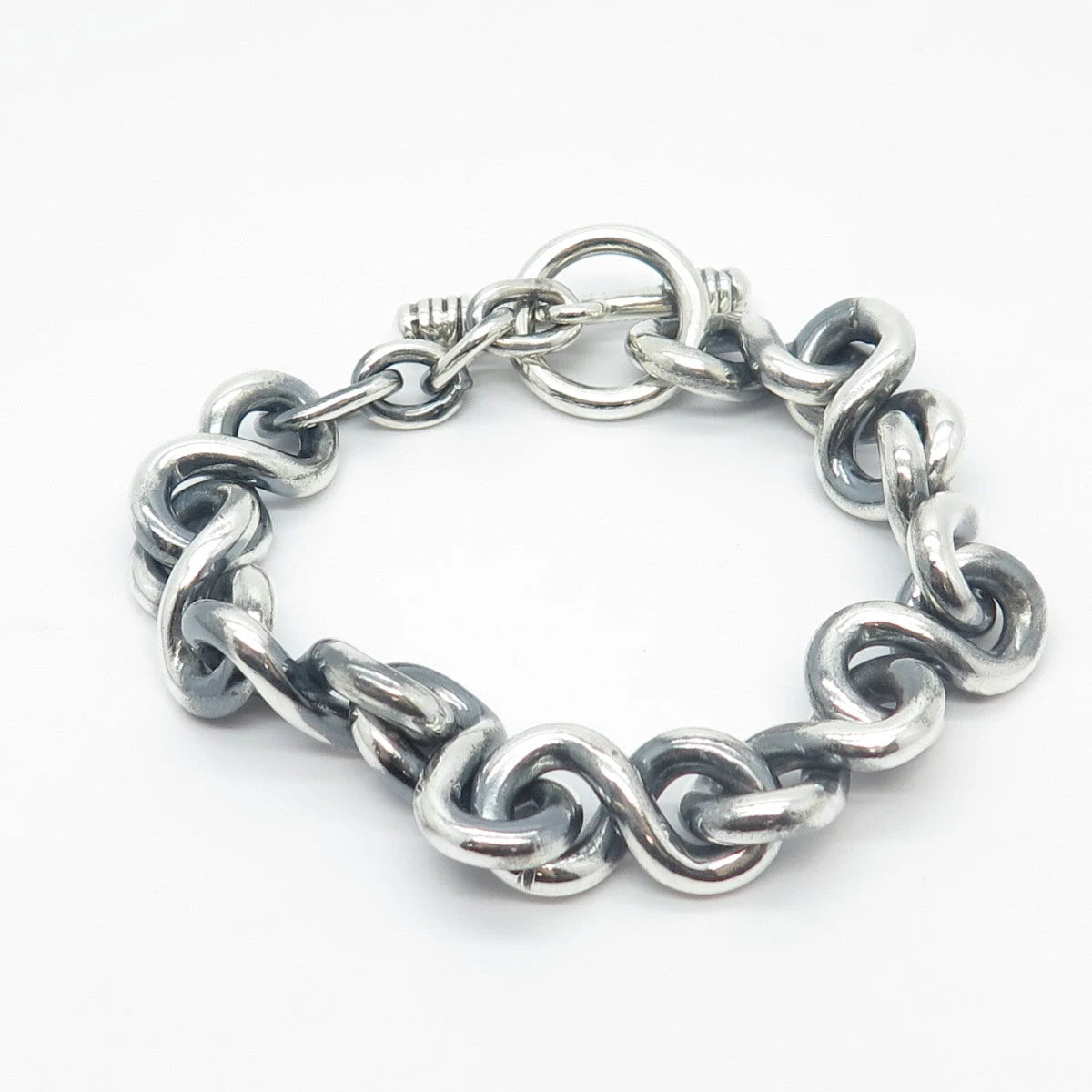 925 Sterling Silver Vintage Infinity Link Bracelet 7"