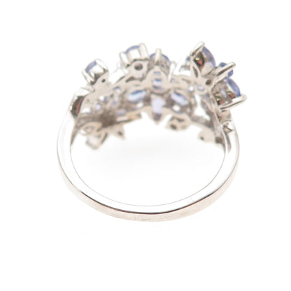 Chuck Clemency 925 Sterling Silver Real Tanzanite Floral Ring Size 8.25