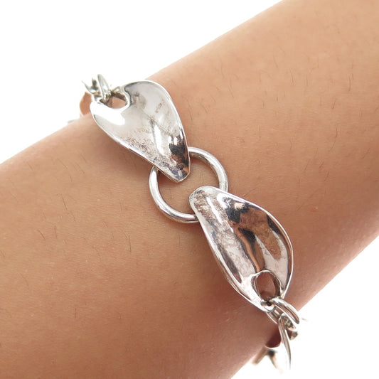ROBERT LEE MORRIS 925 Sterling Silver Vintage Modernist Floral Bracelet 7.75"