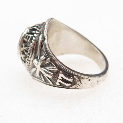 925 Sterling Vintage 1977 Lab-Created Sapphire St. Pius X School Ring Size 9.75