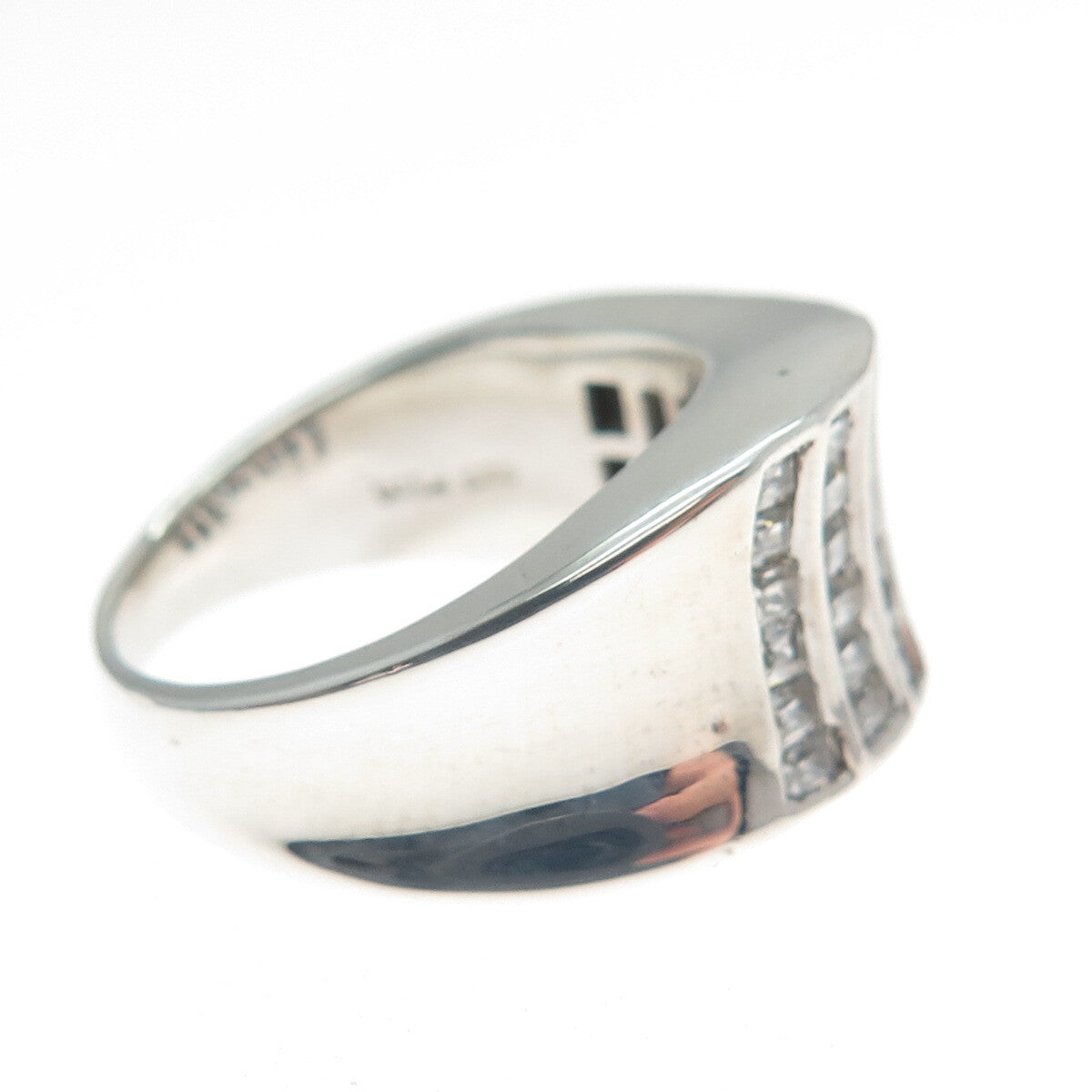 MEDA 925 Sterling Silver Radiant-Cut Shaped C Z Wavy Ring Size 8