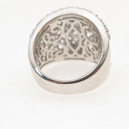 Verragio 925 Sterling Silver 2-Tone C Z Ornate Ring Size 5.25