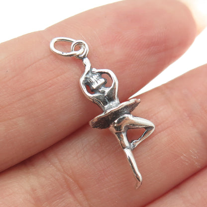 925 Sterling Silver Vintage Ballerina 3D Charm Pendant