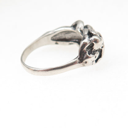 925 Sterling Silver Vintage Erotic Scene Oxidized Ring Size 6