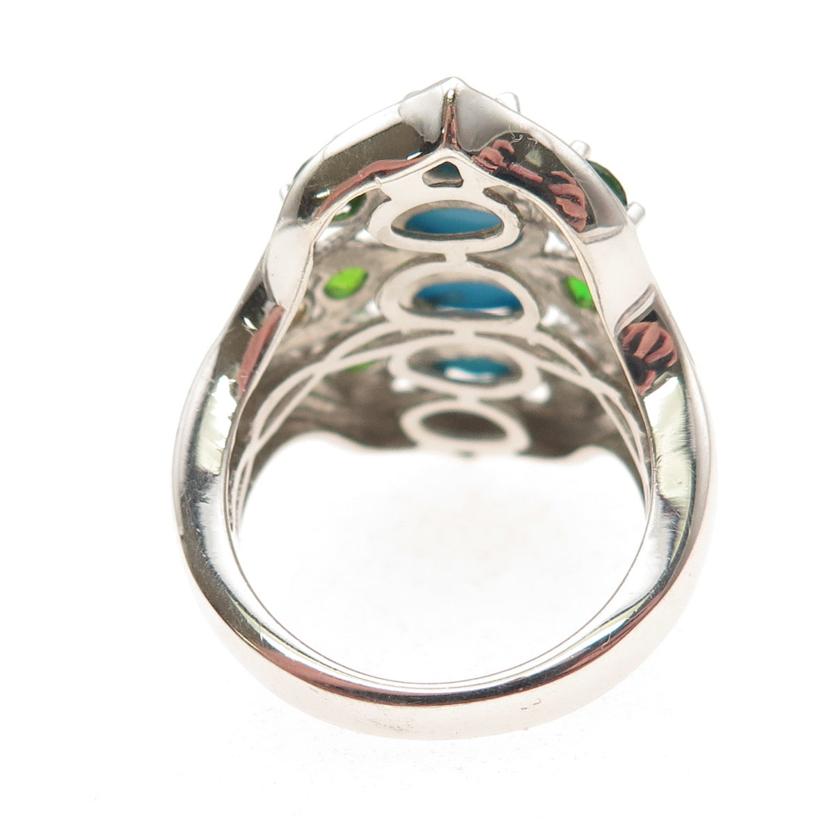 Chuck Clemency 925 Sterling Sleeping Beauty Turquoise & Peridot Ring Size 8.25