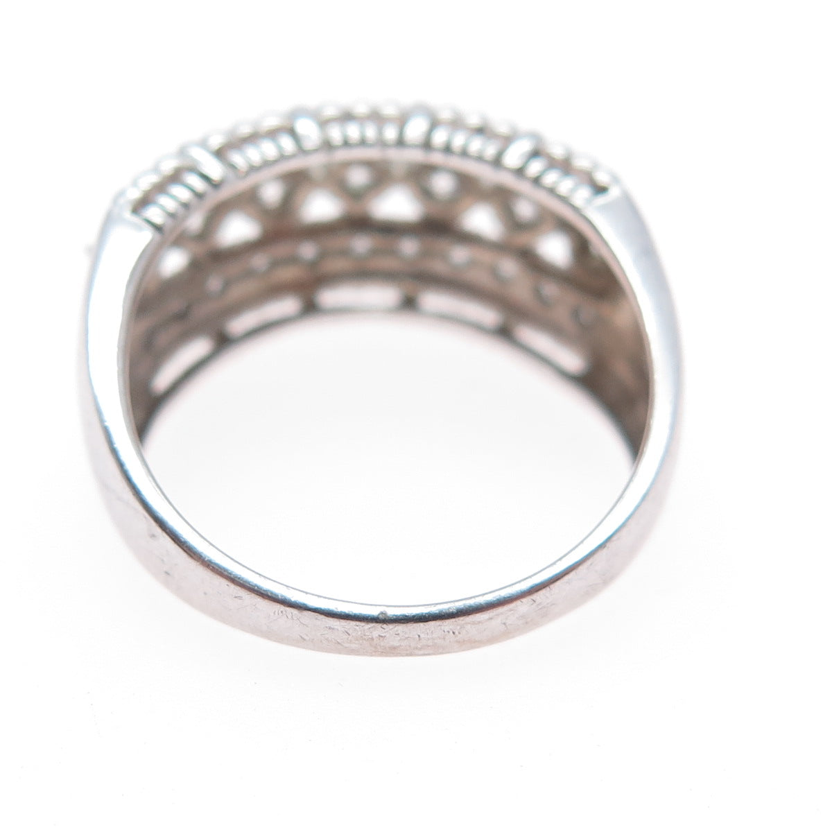 MEDA 925 Sterling Silver Princess & Round-Cut C Z Ring Size 7