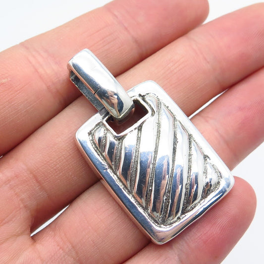 925 Sterling Silver Vintage Striped Pendant