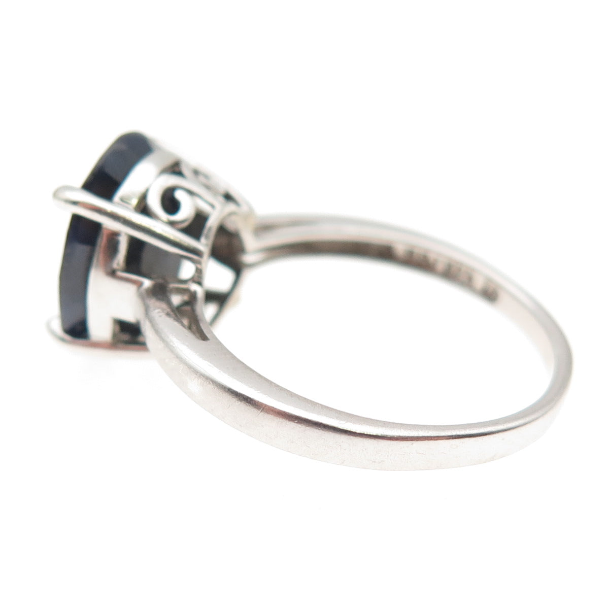 925 Sterling Silver Real Oval-Cut Sapphire Ring Size 7