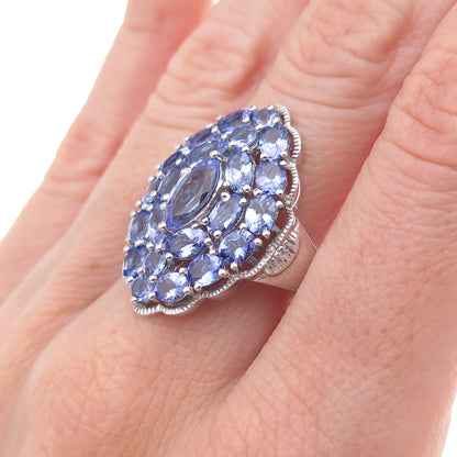 Chuck Clemency 925 Sterling Silver Real Multi-Cut Tanzanite Ring Size 8.25