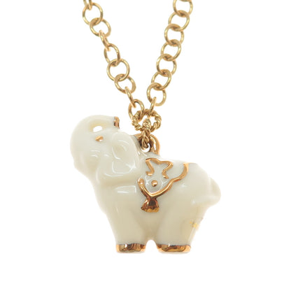 LENOX Sterling Silver Gold Plated Ceramic Elephant Handcrafted Necklace 18-20"