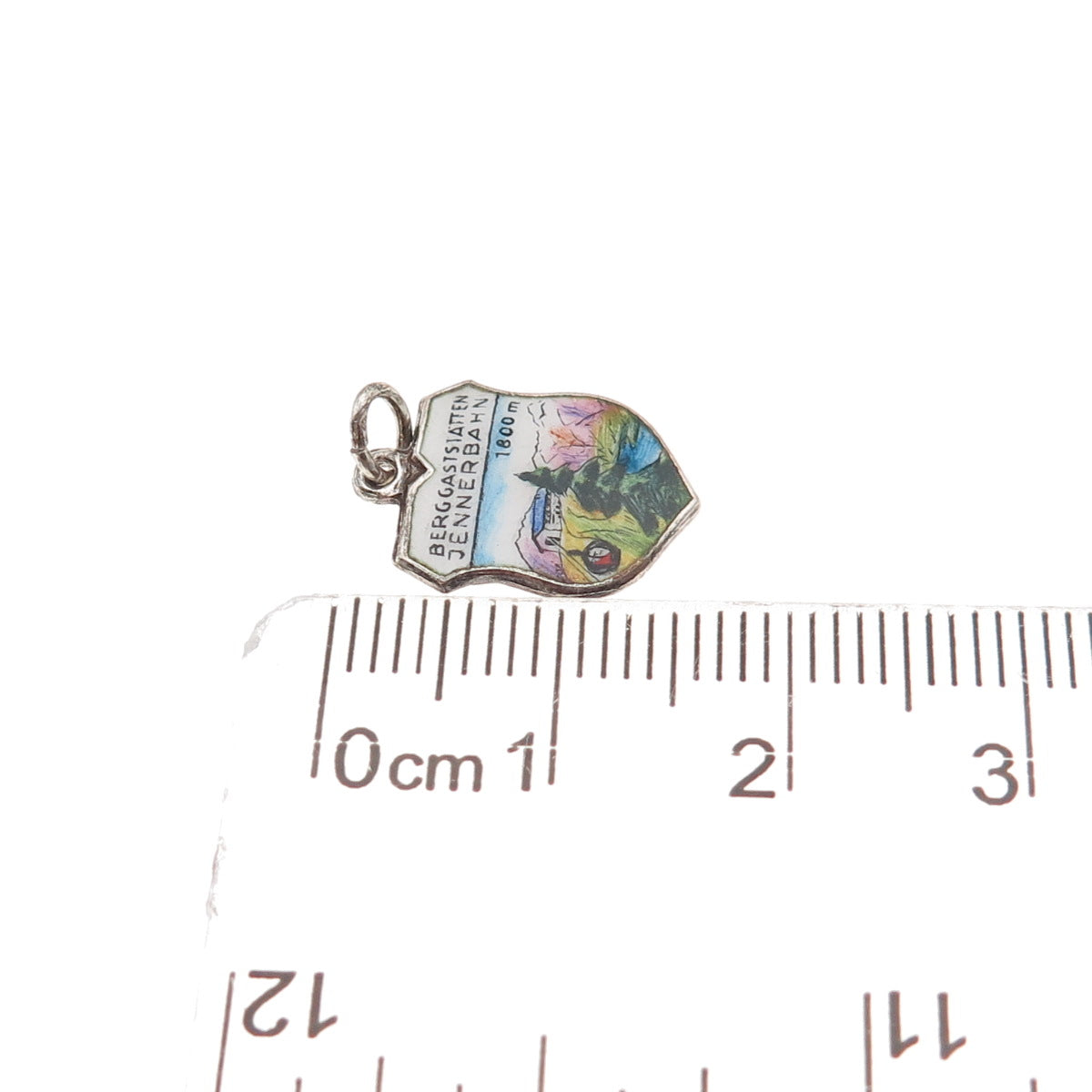 Fritz Reu & Co. 800 Silver Vintage Enamel Jennerbahn Mountain Mini Charm Pendant