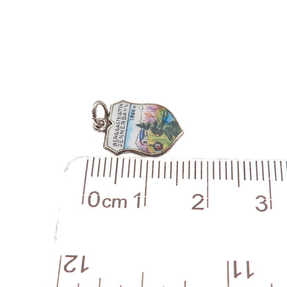 Fritz Reu & Co. 800 Silver Vintage Enamel Jennerbahn Mountain Mini Charm Pendant