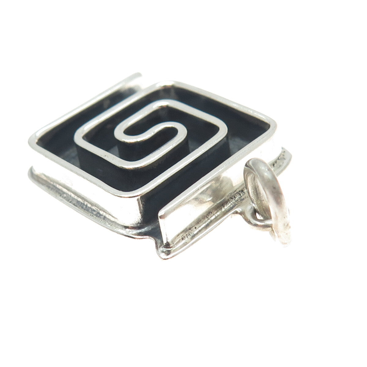 925 Sterling Silver Vintage Maze Modernist Pendant