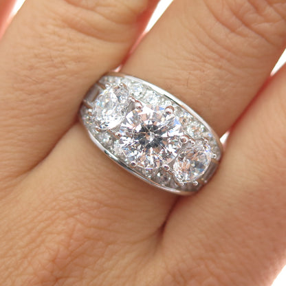 925 Sterling Silver Round-Cut C Z Sparkle Ring Size 8.25
