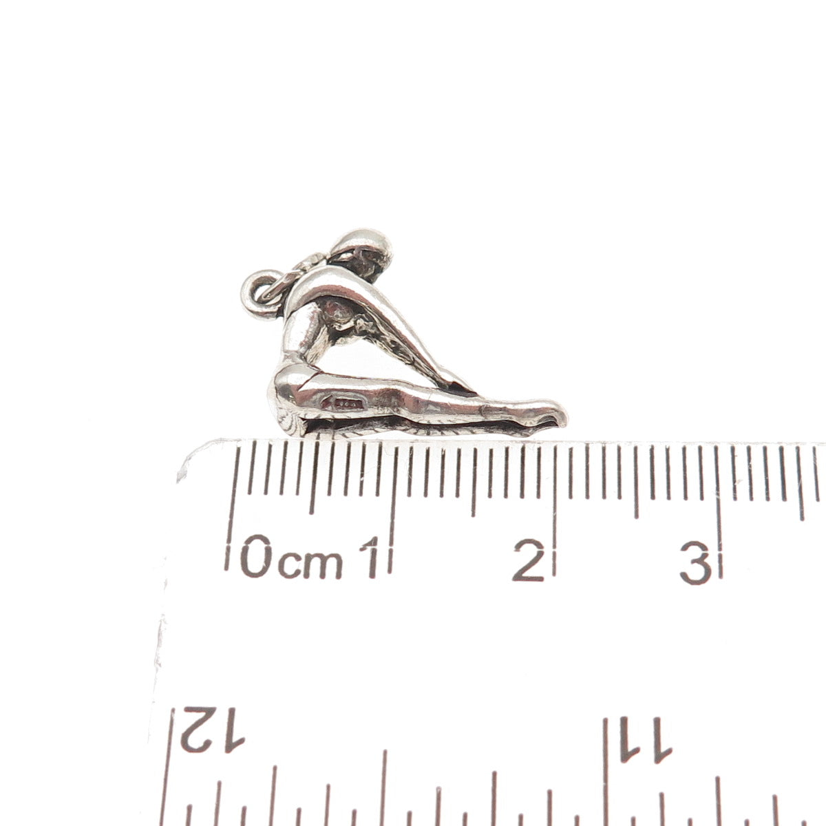 925 Sterling Silver Vintage Female Diving Oxidized 3D Mini Charm Pendant