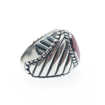 CAROLYN POLLACK Sterling Silver Vintage Real Rhodonite Oxidized Ring Size 8.25