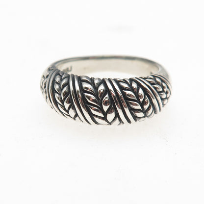 925 Sterling Silver Vintage Modernist Wheat Oxidized Ring Size 8