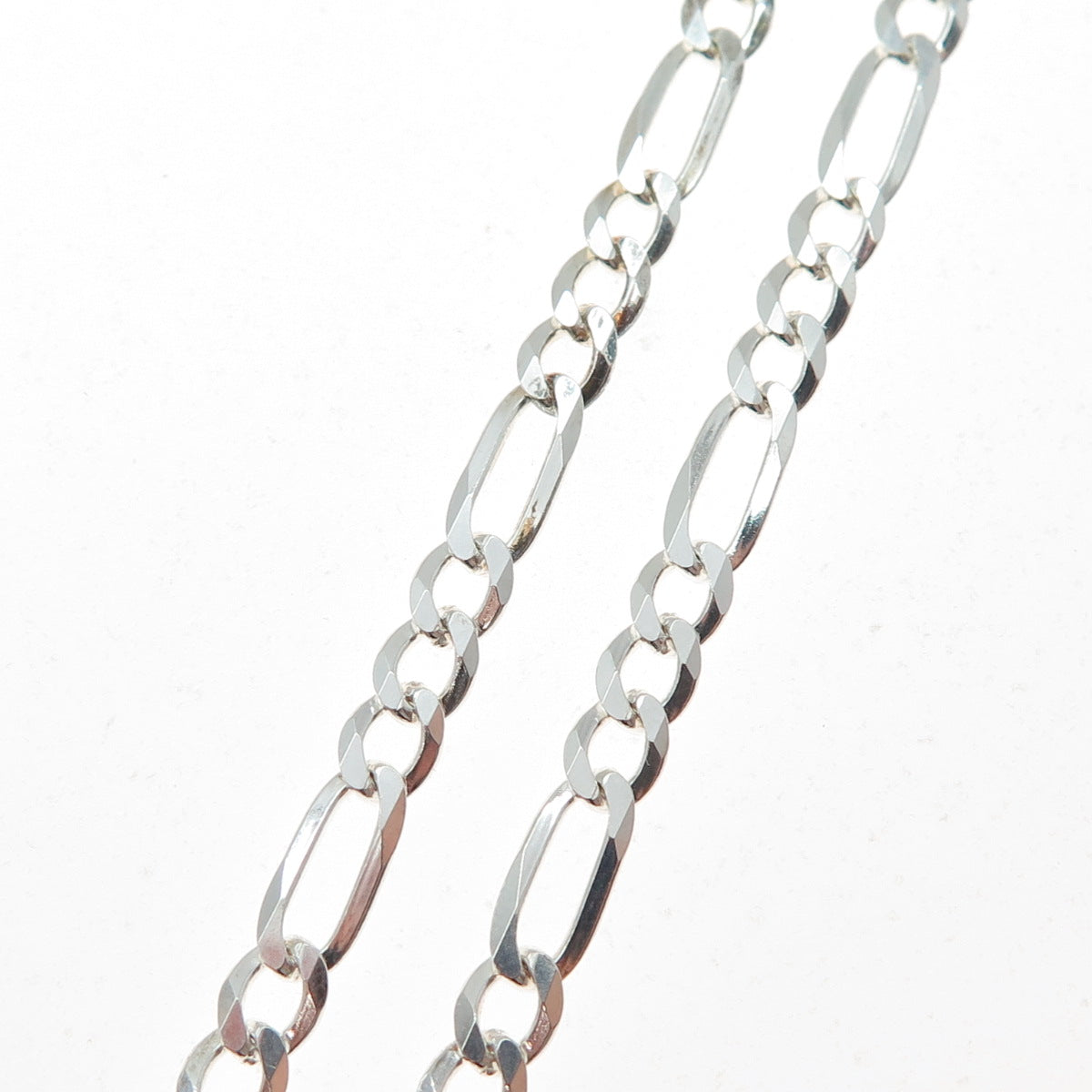925 Sterling Silver Vintage Italy Figaro Chain Necklace 20"